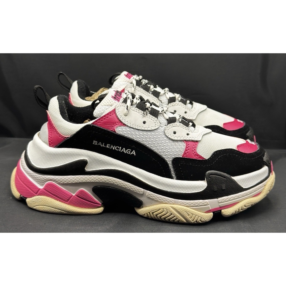 Balenciaga Triple S Sneakers White Black Pink Chunky Dad Shoes Size 37 - Picture 1 of 9